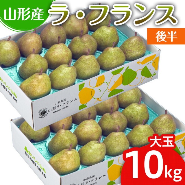 山形のラ・フランス 大玉 10kg（20〜28玉・11月後半発送）（楽天ふるさと納税 山形県山形市）
