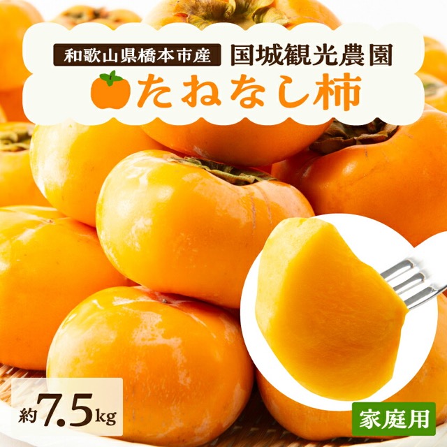 国城観光農園のたねなし柿（家庭用・訳あり）約7.5kg（楽天ふるさと納税 和歌山県橋本市）