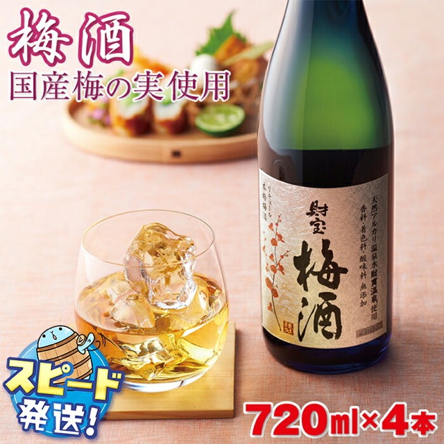 財寶 梅酒4本セット（国産梅・国産はちみつ使用）720ml×4本（楽天ふるさと納税 鹿児島県垂水市）