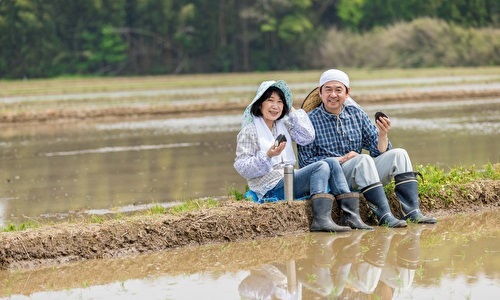 水田と農家夫婦