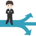 道を選んでいるスーツの人